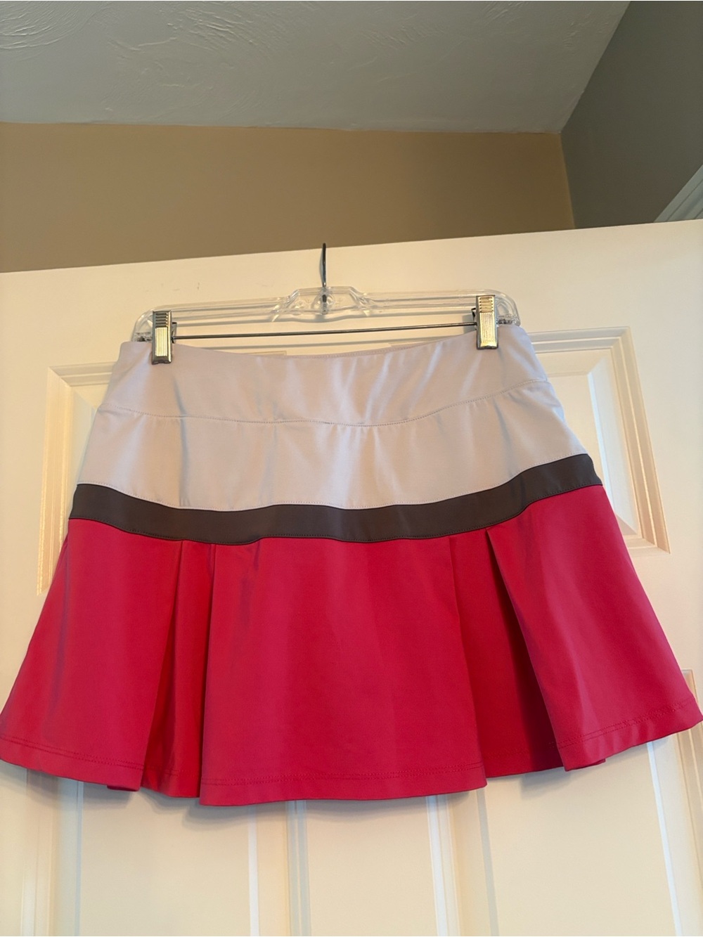 Women's Pink and Light Gray Colorblock Tennis skirt -Medium